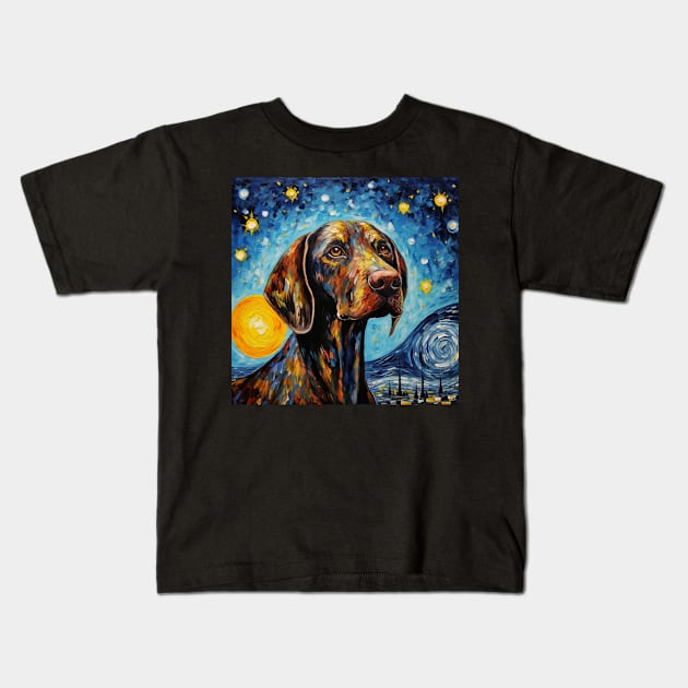 German Shorthaired Pointer Night Kids T-Shirt by NatashaCuteShop